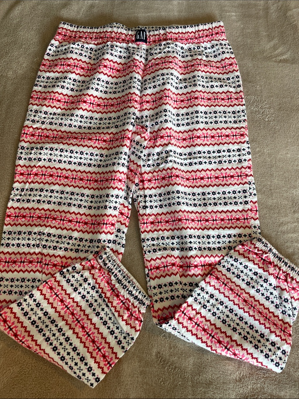 GAP White & Pink Patterned Pajama Pants